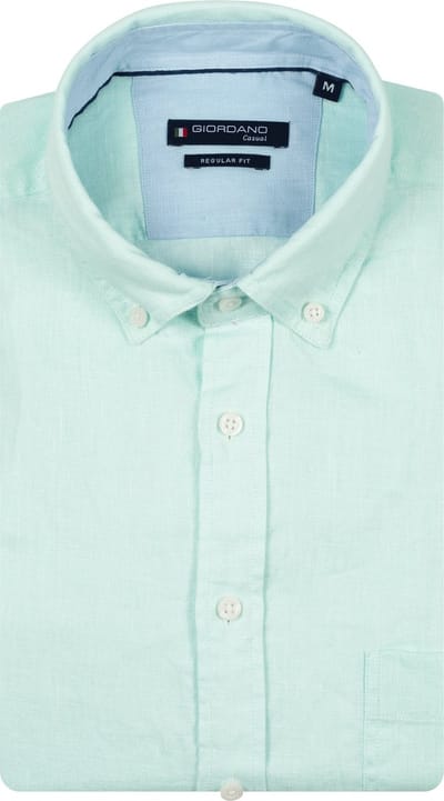 Giordano – Ivy – Heren Overhemd – Button Down – Gwassen Linnen Overhemd - Lichtblauw – 617009-65