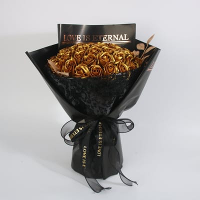 La Roselle Amsterdam Goudkleurig glitter Rozenboeket – Geurende Kunst bloemen boeket