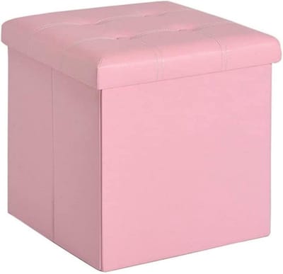 Opvouwbare Voetenbank - Opbergpoef Stoel - Extra Zitting - Verborgen Opbergruimte - 30x30x30cm - Roze