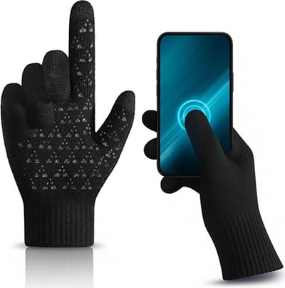 Malinsi® Handschoenen Heren en Dames Winter - Zwart Maat M - Grip Antislip en Touchscreen - Wanten Tiener Kinderen Kind - Geschikt voor Fiets & Scooter