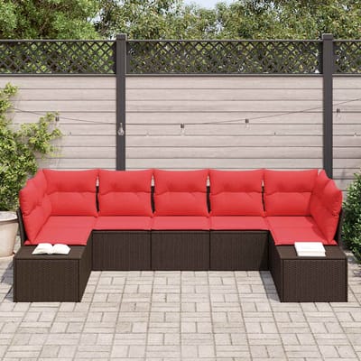 vidaXL - Tuinbank - Set - 7 - st - 7-Aantal - zitplaatsen - Bruin - en - Rood