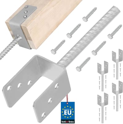 KOTARBAU® 4 st Paalhouder Beton, Verzinkt Staal, 71 mm, Zilver, Paaldrager in Beton Storten, Betonanker voor Houten Palen, Paalhouder Schutting Beton