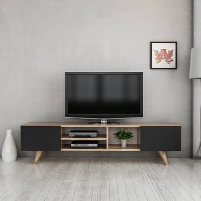 TV meubel Assens 160x31x40 cm Eiken en zwart