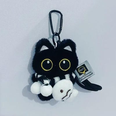 Kawaii Zwarte Kat Pluche Sleutelhangers Poppetje Hanger Knuffelige Kitten Sleutelhanger Ins Sleutelhanger voor Jongen Meisje Schattig Verjaardag Speeltje Cadeau black