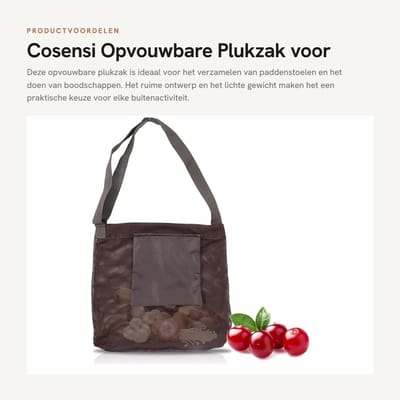 Solidchoice- Plukzak Outdoor - Opvouwbare Boodschappentas - Grote Capaciteit - Ademend Mesh - Verstelbare Schouderbanden - Afmetingen 42 x 45 cm - Verzameltas
