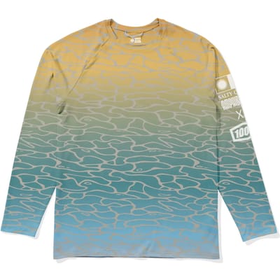 Salty Crew Ripples Uv Crew Sun Protect Rash Guard Met Lange Mouwen Geel,Blauw L Man