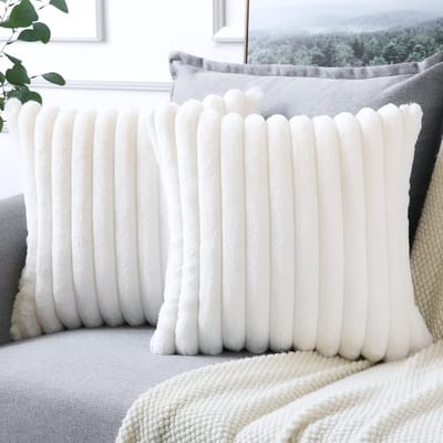 MIVRAY Kussenslopen – Sierkussensloop Set Van 2 Met Fluweel, Zachte Kussenslopen Voor Sofa En Bed, Met Rits – 50x50 Cm – Fluweel – Wit