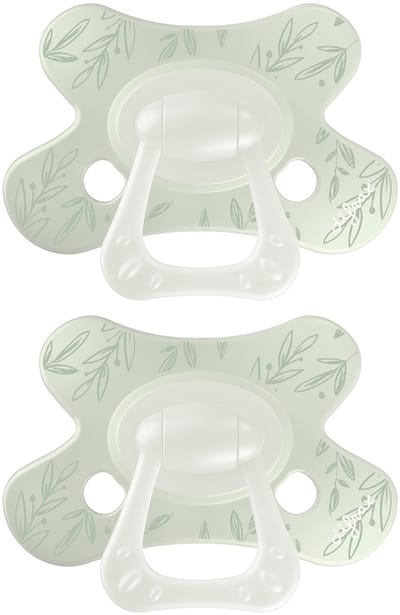 Difrax Fopspeen Natural - 6 tot 12 Maanden - Blaadjes - Groen - 2 Stuks