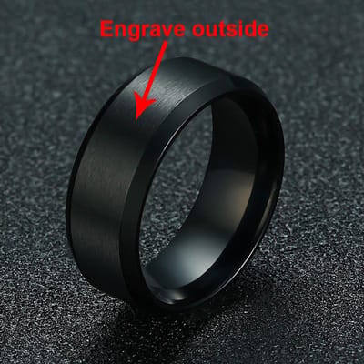 Vnox Personnalisable Acier Inoxydable Bord Biseauté Centre Brossé Anneau pour Hommes Femmes Bague de Mariage Noire Nom Lettre Date Personnalisable 11 black