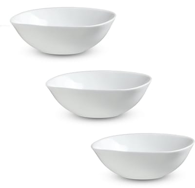 KADAX Witte glazen kom, slakom, set kom, vierkant, wit, magnetrongeschikte mueslikom, serveerschaal voor salades, soepen, voorgerechten, fruit (15 cm, 3 stuks)