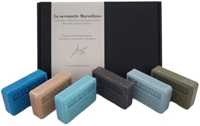 Soap bar cadeauset savon de marseille zeep Fleur de lys, Monoi, Marine, Lui, Huile d'argan, Pavot - valentijn cadeau voor hem - vaderdag cadeau - papadag - vaderdag giftset