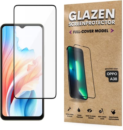 Screenprotector - Geschikt voor OPPO A38 - Gehard Glas - Full Cover Tempered Glass - Case Friendly