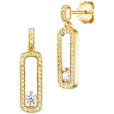 Julie Julsen Ohrhänger 925/- Sterling Silber vergoldet 72 Zirkonia