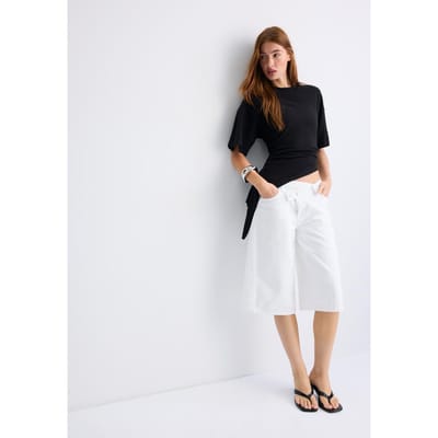 Stradivarius Asymmetrisch T-shirt met korte mouw  Zwart XS