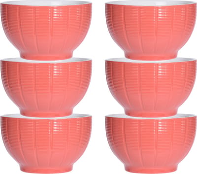 Excellent Houseware Soepkommen/serveer schaaltjes - 6x - Venice - keramiek - D14 x H8 cm - steenrood