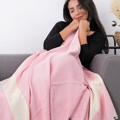 Tavas Cosy Plaid - Lichtroze Katoen foulard Volwassenen En Kinderen Tv-Deken - 100 x 180 cm