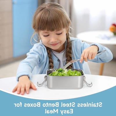 Set van 4 RVS Lunchdozen - 550ml Bento Dozen, Lekvrije en Stapelbare Herbruikbare Snackdozen, Vaatwasserbestendig en Ideaal voor Werk of School