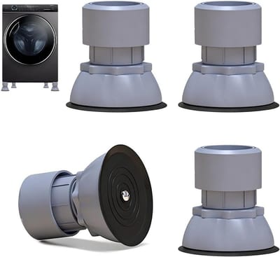 Verstelbare trillingsdempers voor wasmachines en drogers, universele antivibratievoeten, hoogte 10-12 cm, grijs