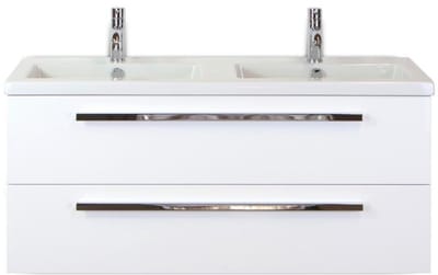 Seville Badmeubelset 120 cm - 2 Laden Wit Hoogglans - Wastafel Djazz Dubbel