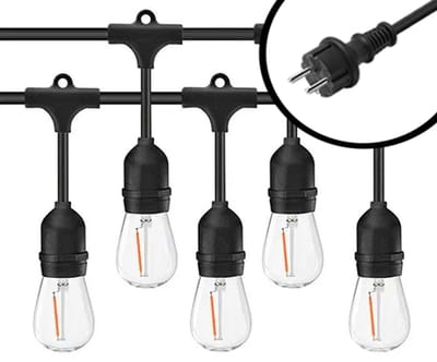 20m Arena 1800K LED Prikkabel - IP65 Lichtsnoer Buiten - koppelbaar - inclusief 20x E27 lampen - Extra warm wit - Eco - Incl. Stekker