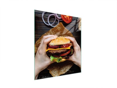 TMK ArtDeko Serie - Snijplank van Gehard Glas - 45x52 cm - Hamburger Motief