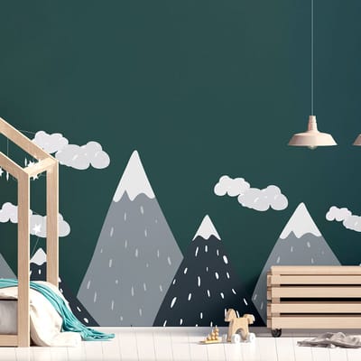 Muurstickers voor kinderen - Babykamerdecoratie - Gigantische muursticker voor kinderen, Scandinavische bergen, DINKA - 80x120cm