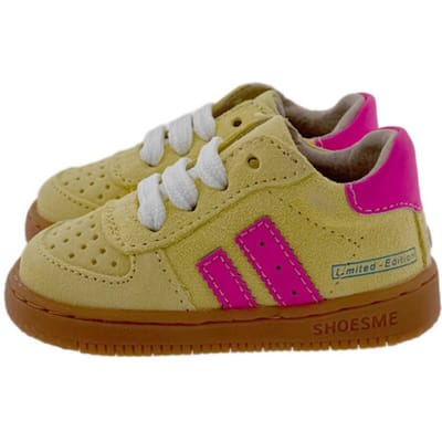 Shoesme Geel Sneakertje - Sneakers Kinderen - Meisjes - Yellow Pink - Suède - Maat 20