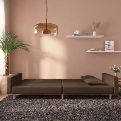 vidaXL - Slaapbank - 2-zits - met - 2 - kussens - stof - bruin