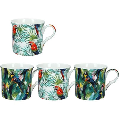 Ensemble de 4 Tasses Tropics Tasses en Porcelaine Pour Café Thé Ensemble