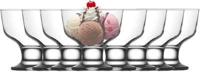 LAV IJcoupes/ijs/dessert serveer schaaltjes - op voet - set 8x stuks - glas - 285 ml - 10 x 10 cm