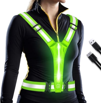 BOTC Hardloopvest met verlichting - Hardloop Verlichting aan voor - Inclusief kabel - Running vest - Hardlopen - Reflecterend - One size - Groen