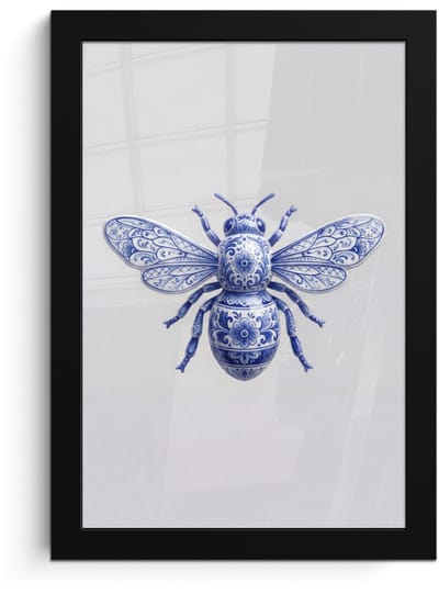 Poster in lijst - Fotolijst 20x30 cm - Posters - Bij - Modern - Delfts - Blauw - Posterlijst zwart - Decoratie - Wanddecoratie woonkamer - Muurdecoratie slaapkamer