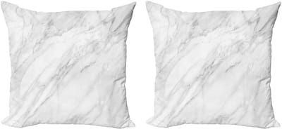 ABAKUHAUS Marmeren Decoratieve Kussenhoes, Set van 2, Gebeitste Monochroom Basis, 60x60 cm, Wit Lichtgrijs