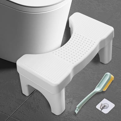 Toiletkruk - Kruk voor toilet - Gezonde stoelgang - Ergonomische hoek - 100 kg draagkracht - Wit