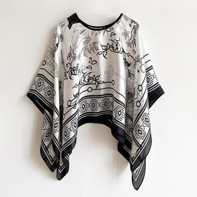 Sjaals Zomer Strand Sexy Dames Mode Print Chiffon Tuniek Bikini Cover-up Losse Blouse Zonbescherming Comfortabele Poncho gray