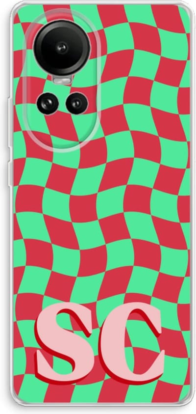 Gepersonaliseerd - Case Company® - Hoesje geschikt voor Oppo Reno 10 hoesje - Grid Monogram - Soft Cover Telefoonhoesje - Bescherming aan alle Kanten en Schermrand