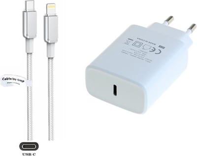 OneOne 20W snellader + 0,95m OneOne USB C naar Lightning kabel. PD lader. Universele oplader adapter past op Apple iPhone SE 2, iPhone 8, iPhone 8 Plus, iPhone 10, iPhone X, iPhone XR, iPhone XS, iPhone XS Max, iPhone 11