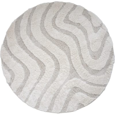 Vloerkleed Isa Cream 260 - Rond ø200 cm - Design Hoog-Laag Vloerkleed in Scandinavische / Japandi Stijl
