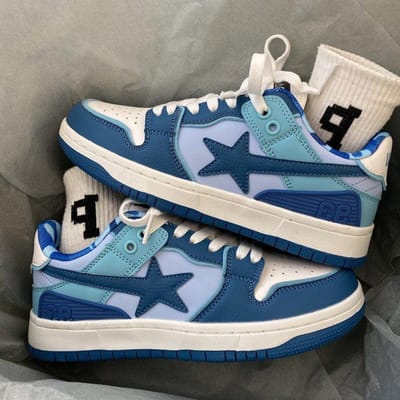 Contrast Color Meteor Trainingsschoenen Lente Nieuw In Stijl Student Trendy Skateboardschoenen Blauwe Sterpatroon Sneakers Dames 37 white
