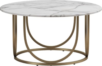 Gwyneth - Salontafel in MDF Wit Marmer en Frame in Messing Metaal