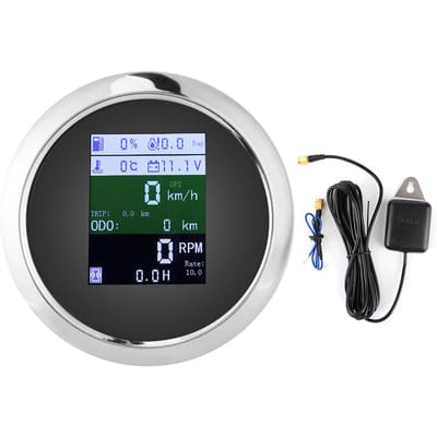 6-in-1 Multifunctie Meter 316 Roestvrij Staal Waterdicht Anti-Mist Meter voor Auto's Boten Jachten 85mm 3.3in zwart