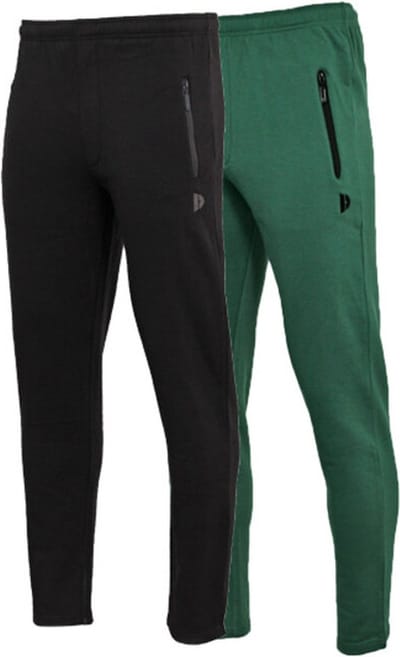 2-Pack Donnay - Joggingbroek met rechte pijp (Sky) - Sportbroek - Heren - Forrest green/Black (428) - maat S