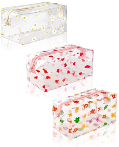 Dailygoody - Transparant Etui - Doorzichtig Pennenetui - Waterdicht en Ruim - 3 Stuks - Geschikt voor School en Kantoor - PVC Etui