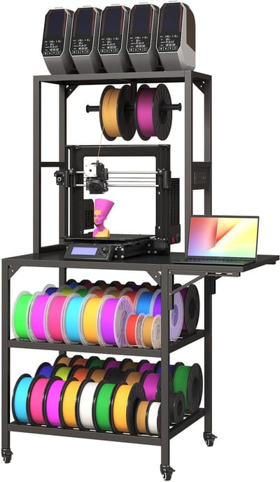 Clruro 3D printer tafel - stevige werkbank met filamentplank T-spoelhouder en wielen - werkplaats bureau - metaal - onbekend