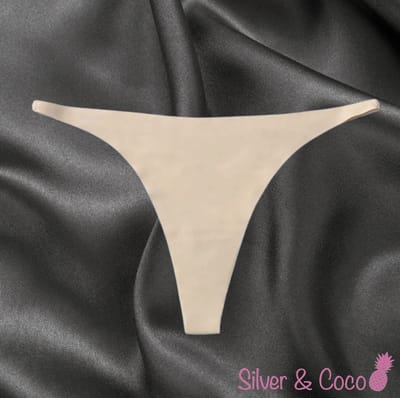 SilverAndCoco® - Naadloze String / Seamless Onderbroek Dames / Zacht Brazilian Slipje / Naadloos Stretch Ondergoed Vrouw / Nude Strings Dames Lingerie Broekje Slip - Beige / Small
