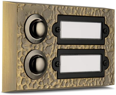 Belplaat 2-voudig - Deurbel paneel - Opbouw montage - Metaal met borden - 98x62x13 mm - Brons
