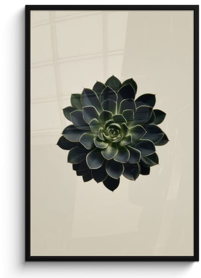 Poster in lijst - Fotolijst 80x120 cm - Posters - Rozet - Cirkelvormig - Donkergroen - Posterlijst zwart - Decoratie - Wanddecoratie woonkamer - Muurdecoratie slaapkamer