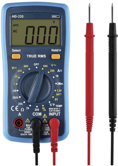 Digitale Multimeter CATIII 600V - True RMS Stroommeter met Batterijtester en Geheugenfunctie