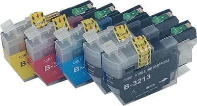 KATRIZ® huismerk inkt voor|Brother 2x LC3213XL zwart+ LC3213XL Cyaan +  LC3213XL Magenta +LC3213XL Yellow  | (5stuks) - Met chip