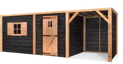 Voldux Volente - Tuinberging Jan - 564 x 196 x 208 cm - Zwart Douglas hout met overkapping